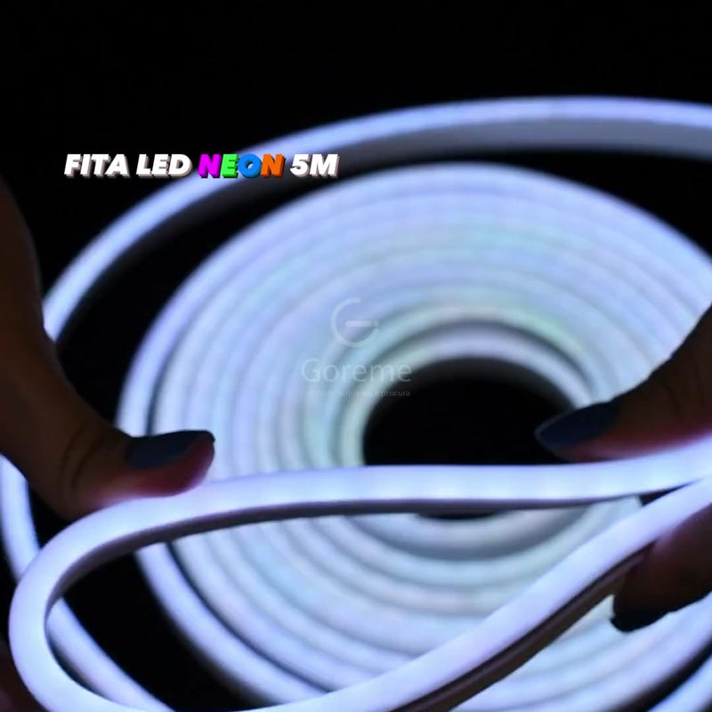 Fita de LED Mangueira Neon 5 Metros IP65 Flexível Com ou Sem Fonte | 8 Cores